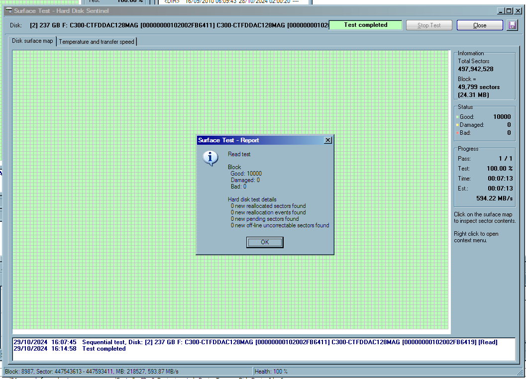 Result of testing array of Samsung 470s