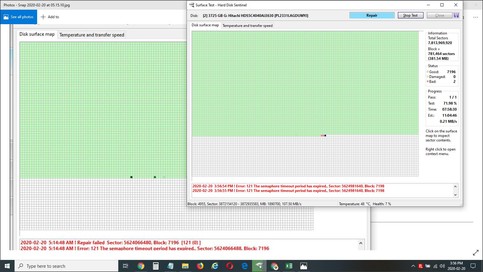 Two repair tests with &quot;semaphore timeout&quot;