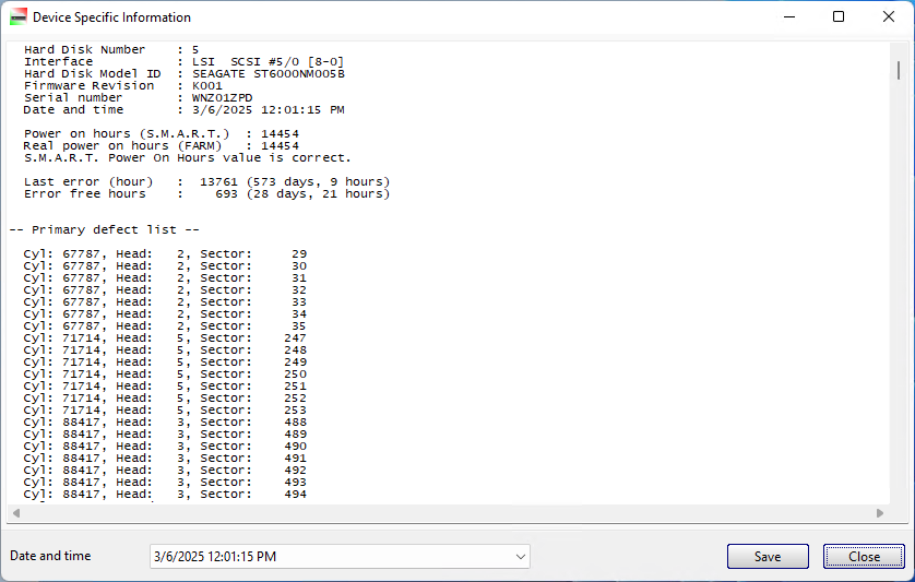 Seagate SAS Field Access Reliability Metrics log (FARM log) Power on hours correct value in Hard Disk Sentinel