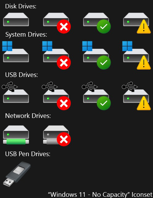 Windows 11 No Capacity iconset for Hard Disk Sentinel